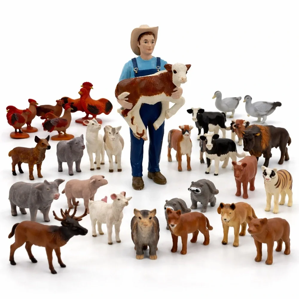 Safari Ltd Farmer Mike Animal Figures Lot Cows Chickens Elk Toys